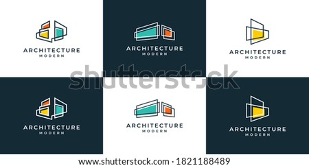 Set logo architecture with line concept logo design inspiration.