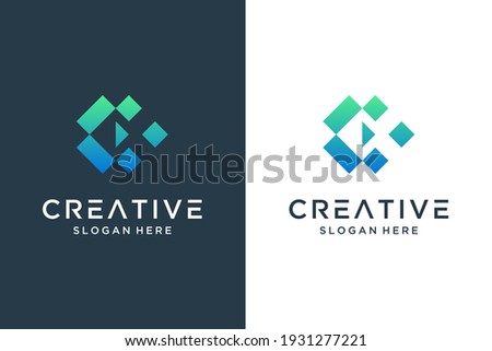 Abstract creative letter C logo design technology