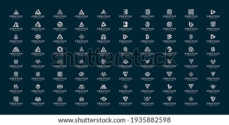 Set of abstract letter a-z.monogram logo design, icons for business of luxury,elegant and random