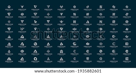 Set of abstract initial a-z.monogram logo design, icons for business of luxury,elegant and random
