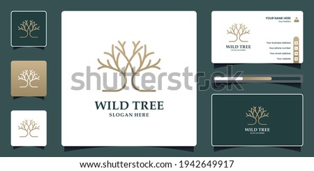 Tree logo design vector and business card template