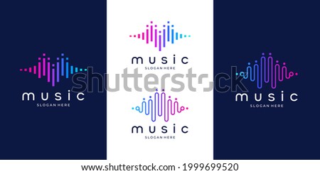 Pulse music player logo element. Logo template electronic music, equalizer, store, audio wave logo concept.