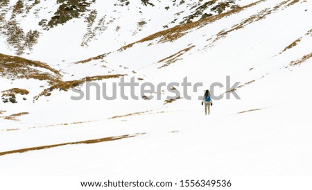 Similar – Image, Stock Photo Snowy Pyrenees and lonely house with shiny lights under sky