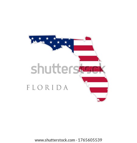 Shape of Florida state map with American flag. vector illustration. can use for united states of America indepenence day, nationalism, and patriotism illustration. USA flag design
