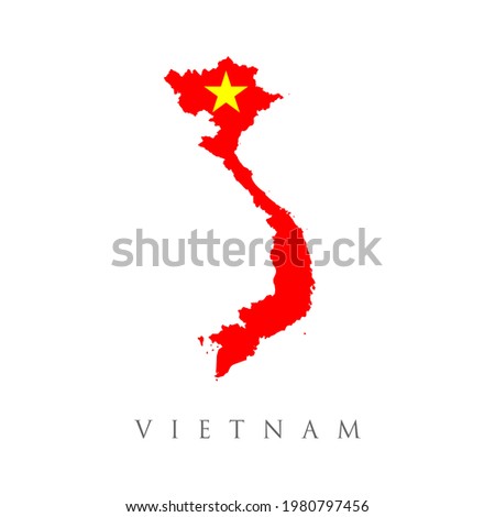 map of vietnam and vietnamese flag illustration. Vietnam country flag inside map contour design icon logo.