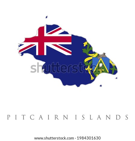 Flag Pitcairn Islands. itcairn Islands map isolated on white background, Pitcairn Islands national concept sign, Vector illustration.