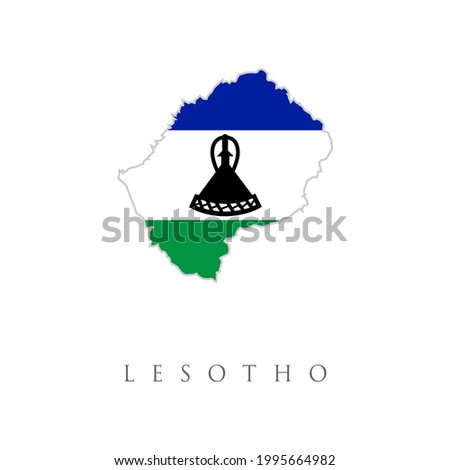 Flag Map of Lesotho. Lesotho Flag Map. Lesotho Map Flag. Map of the Kingdom of Lesotho with the Mosotho national flag isolated on white background. Vector Illustration.
