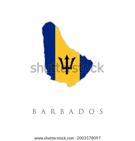 Flag Map of Barbados. Barbados Flag Map with the national flag isolated on white background. Vector illustration.