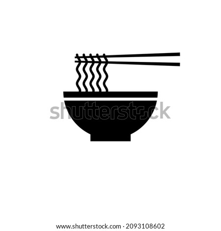 Noodle bowl logo template. Chinese food vector design. Ramen noodles illustration. Noodles in the bowl vector sign illustration icon symbol simple soup image