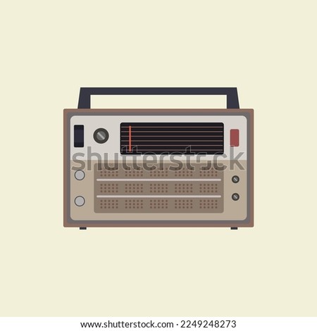 retro classic radio flat design vector illustration. old radio tuner. Vector illustration of vintage radio receiver, flat style. Retro radio