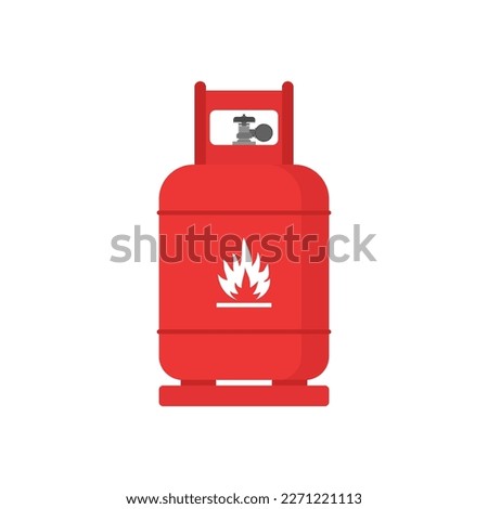 LPG flat design. Flammable gas tank icon. Propane, butane, methane gas tank. Gas cylinder bottle icon. Flat illustration of gas cylinder bottle vector icon for web design