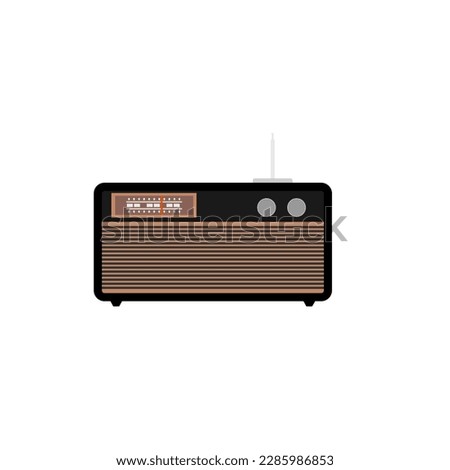 vintage tabletop radio flat design vector illustration. table top radio illustration isolated on white background