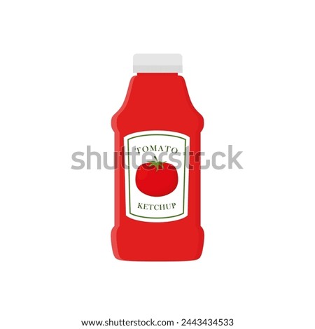 tomato ketchup flat design vector illustration. Bottle tomato red sauce healthy organic vegetarian natural vegetable symbol vector icon. Kitchen ketchup food