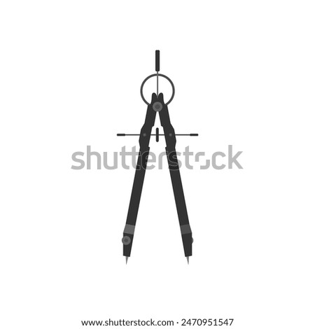 geometry compass flat design illustration isolated on white background. drawing compass Technical instrument for drafting circles or arcs. Stationery and tools collection