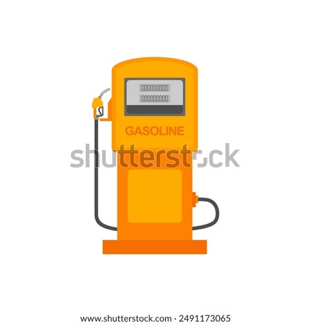 Gas or petrol station. Gas station pump with fuel nozzle of petrol pump flat design vector illustration. Gasoline, oil, fuel, diesel pump.