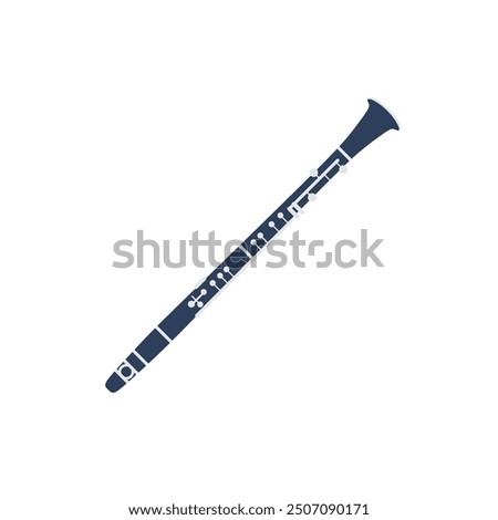 Musical instrument clarinet flat design vector illustration isolated on white background.