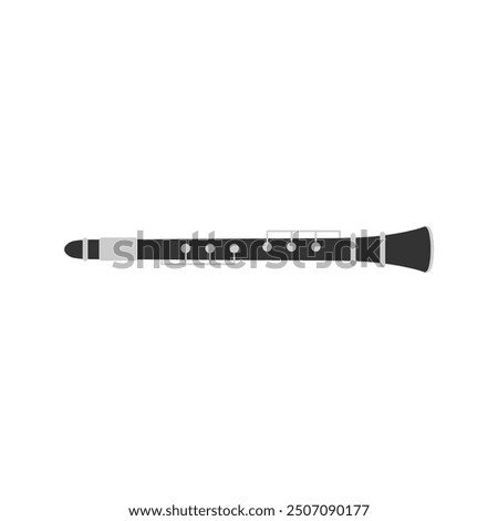 Musical instrument clarinet flat design vector illustration isolated on white background.