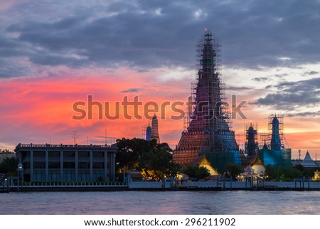 Under construction of (Wat Arun) landmark temple of Bangkok