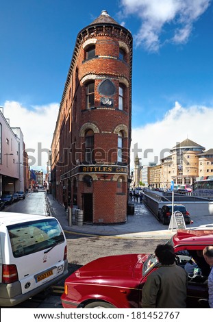 BELFAST, NORTHERN IRELAND - MAY 9, 2009:   Bittles Bar in a building of Victoria Square