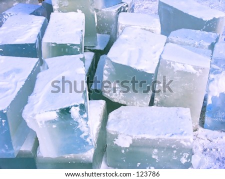 Ice bricks. Ice for construction of ice-house