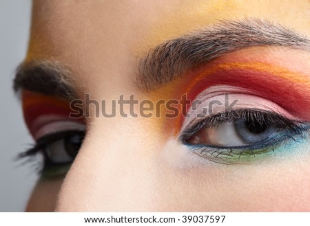 close-up of beautiful girl\'s eye zone make up
