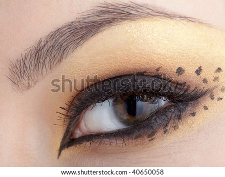 close-up of eyes with make-up in leopard style