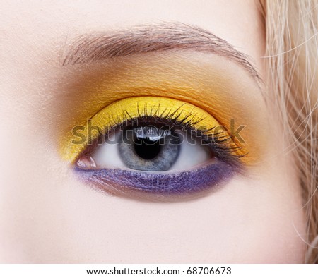 closeup portrait of beautiful girl\'s eye-zone make-up
