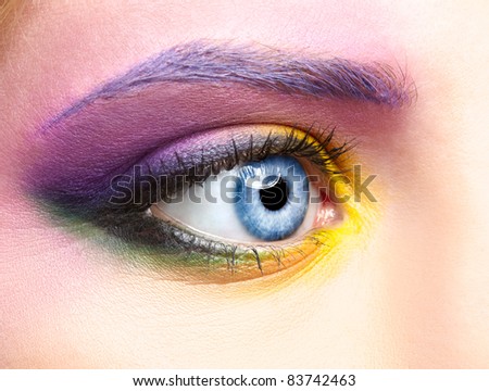 close-up portrait of beautiful woman eye zone make up