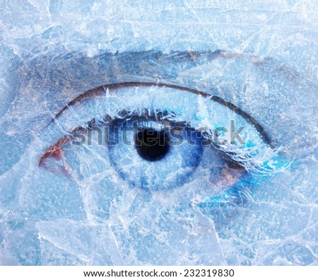 close-up body part portrait of beautiful woman\'s frozen style eye zone make up