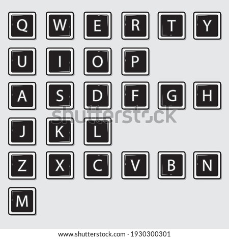 Illustration vector graphic of keyboard letters, from A to Z, flat design keyboard letters