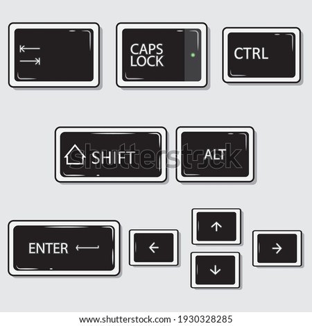 Illustration vector graphic of keyboard keys with flat style design