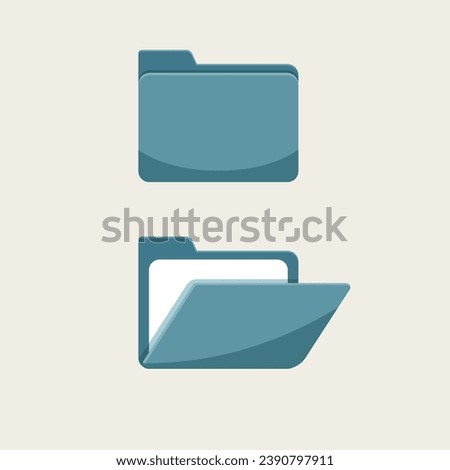 vector illustration folder icon, open and closed folder, with flat simple style