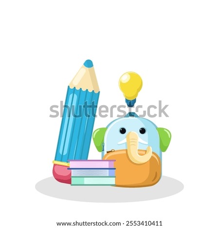 Bright and engaging vector illustration themed 'Back to School,' featuring school supplies, books, backpacks, and educational icons. Perfect for promotional materials, classroom decorations, and acade