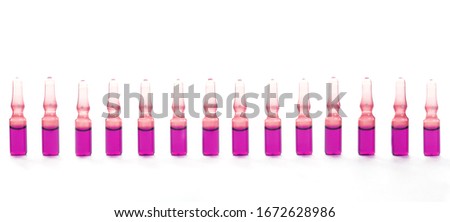 Similar – Foto Bild Ampulle Serum B12, Vitamin C in Ampullen zur medizinischen Behandlung. Impfstoffe, Vitamin Konzept. Konzepte von Gesundheit, medizinische Versorgung, Impfung