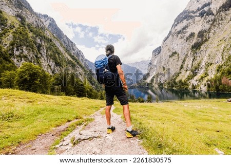 Image, Stock Photo Man hiking at Königsee