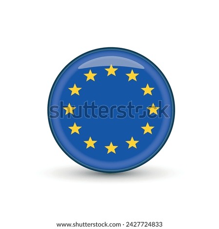 EU flag button. European Union flag icon web button