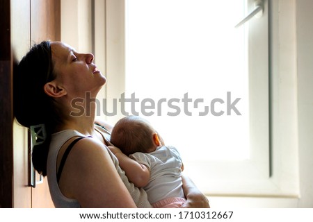 Similar – Image, Stock Photo Baby with Mother looking at the sunset