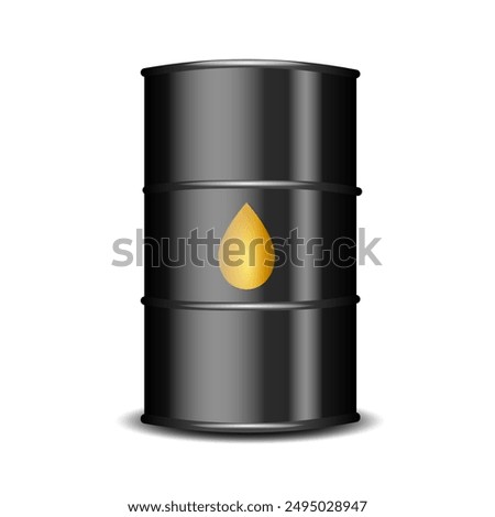 A black barrel with an oil drop sign isolated on a white background.