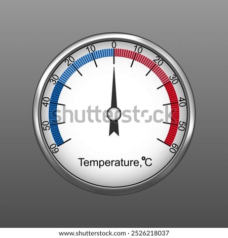 Thermometer in degrees Celsius in a round steel case