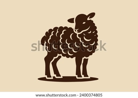 Modern lamb logo. Brown and beige colors. Simple design	