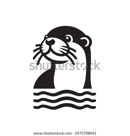 Cute otter. Modern logo, emblem, icon. simple isolated vector illustration, png. Black and white	