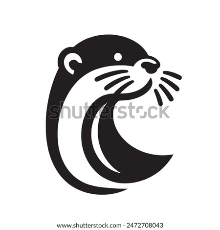 Cute otter. Modern logo, emblem, icon. simple isolated vector illustration, png. Black and white	