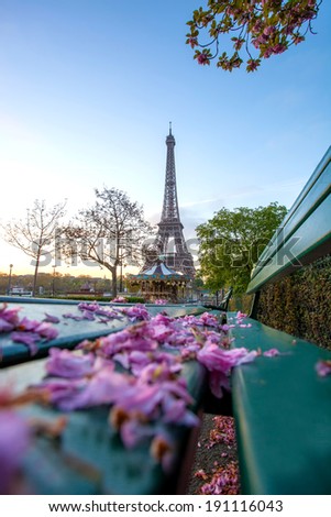 Eiffel Tower during spring time in  Paris, France