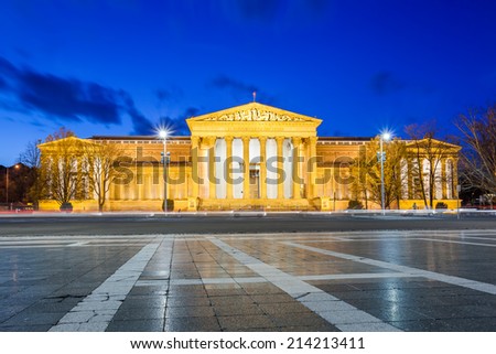 Budapest, Museum of Fine Arts in the evening, Hungary