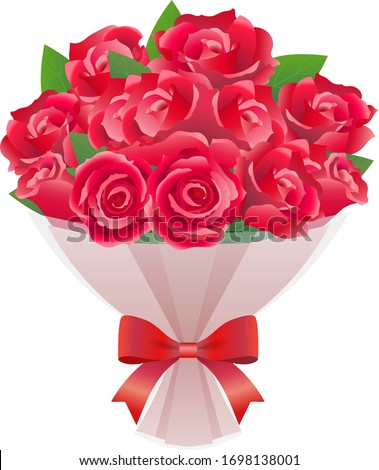 Red rose flower vector illustration  isolated on white background / A bouquet of wrapped roses  / for Labels, Badges, Icons, Banners, Menus, invitation etc.