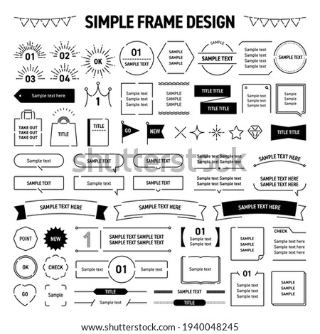 Simple, flat, modern, monochrome frame design set.