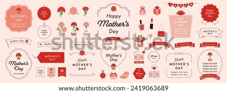 Mother's Day Design Ideas with Text frames, Borders, and Other Decorations, English ver. Open path available. Editable.