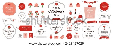 Mother's Day Design Ideas with Text Frames, Borders, and Other Decorations on a White Background, English ver. Open path available. Editable.