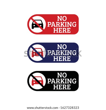 No parking sign icon in multiple color on white background,