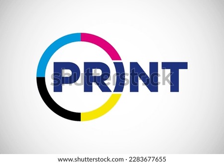 Digital printing logo design template. Logo for print shop polygraph and print factory. Vector illustration.